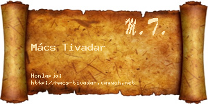 Mács Tivadar névjegykártya